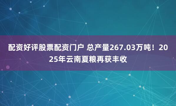 配资好评股票配资门户 总产量267.03万吨！2025年云南夏粮再获丰收